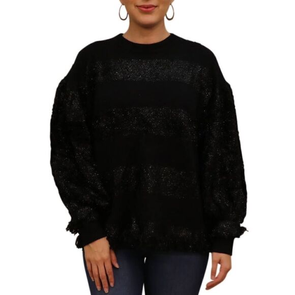 ZAC Zac Posen Sweaters - Zac Posen Cooper Shimmer-Fringe Striped Sweater